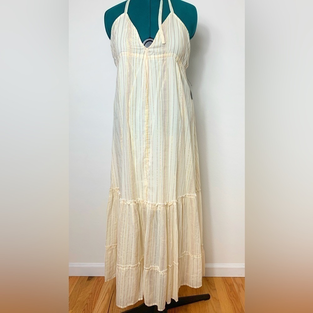 Express Women’s Halter Maxi Dress Medium Striped Summer Casual Resort Vacation
